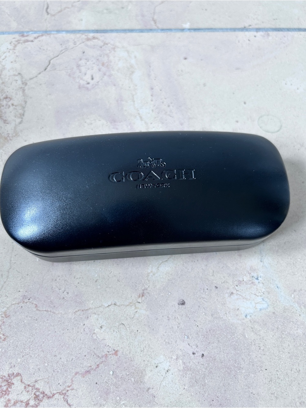 Coach Black Embossed Hard Sunglasses Eyeglass Designer Case Logo Luxury